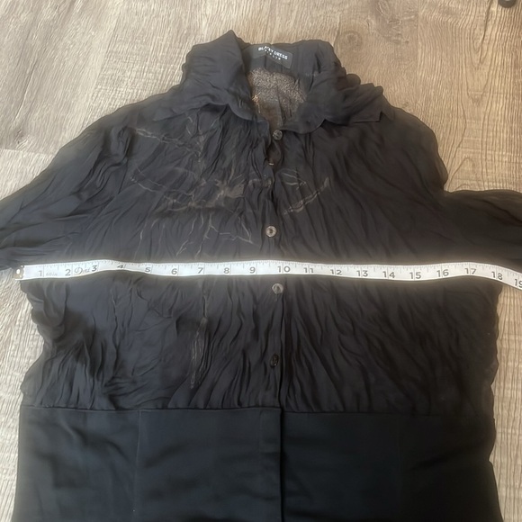 Vintage Blacky dress Berlin sleeved semi-sheer top. Black with Floral Design 8 - Picture 15 of 16